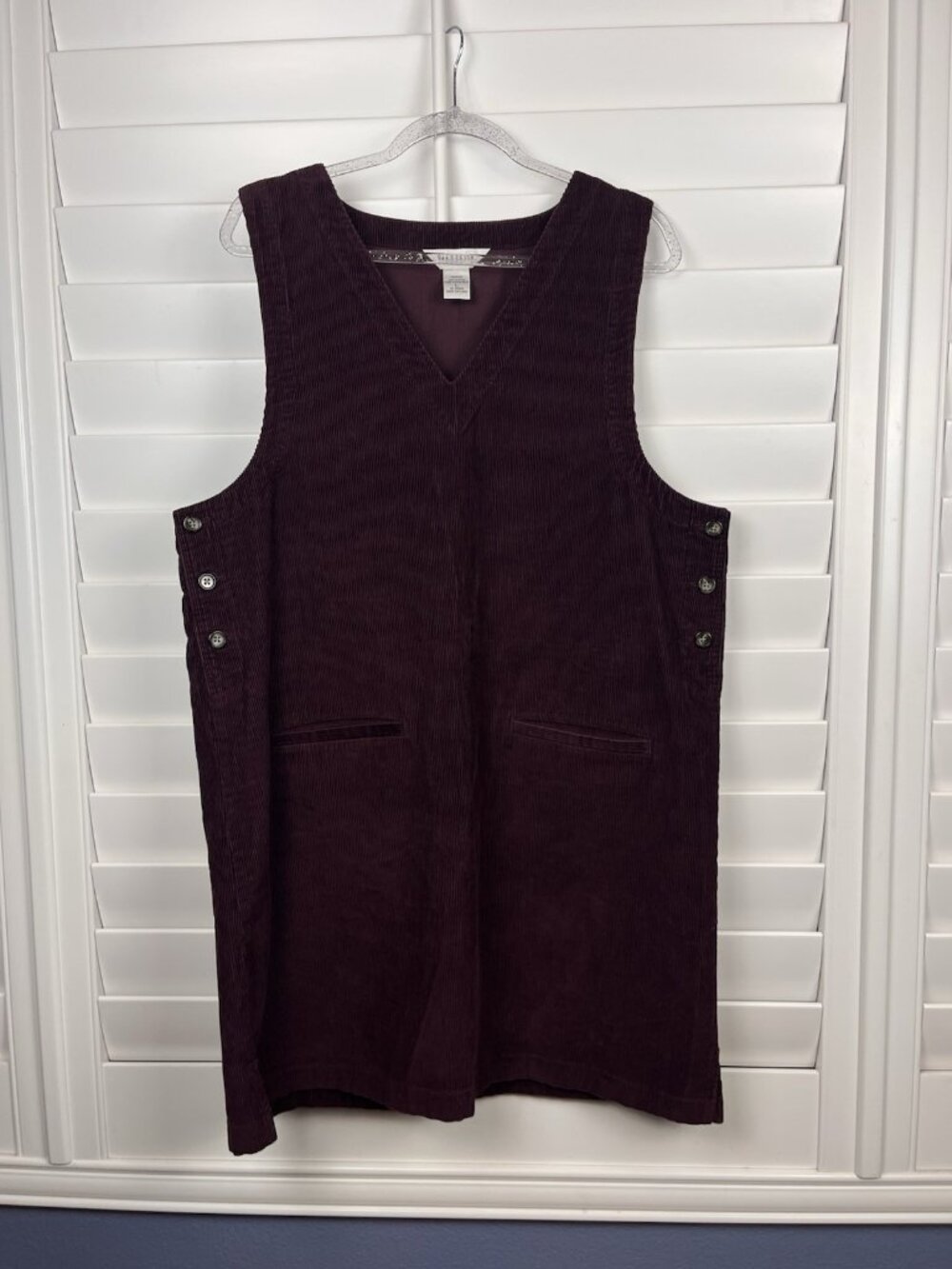 Vintage Van Heusen Women’s L Burgundy Corduroy Jumper Dress Pinafore